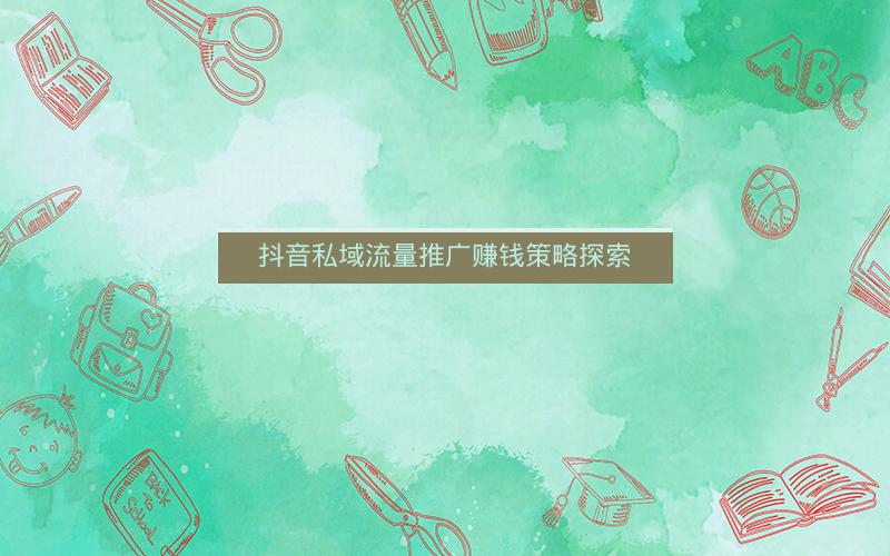 抖音私域流量推广赚钱策略探索