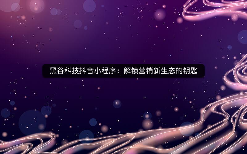 黑谷科技抖音小程序：解锁营销新生态的钥匙