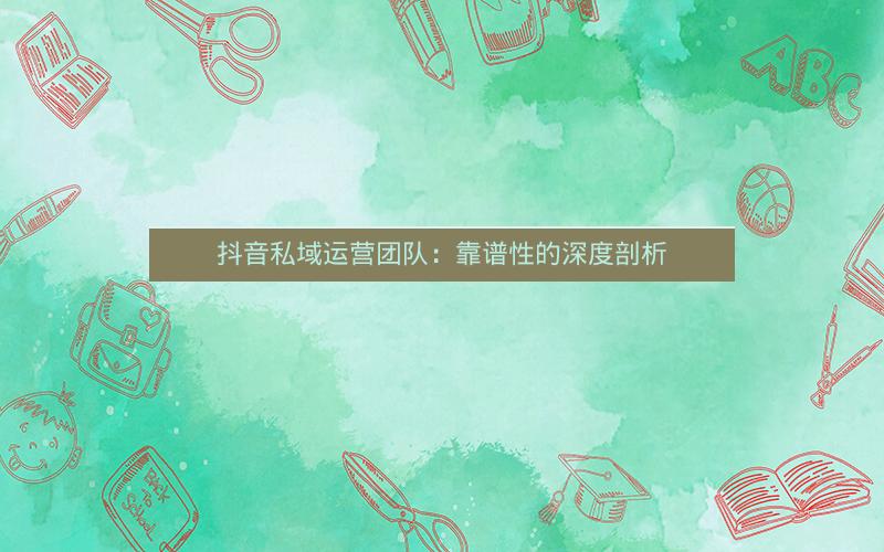 抖音私域运营团队：靠谱性的深度剖析