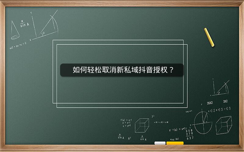  如何轻松取消新私域抖音授权？
