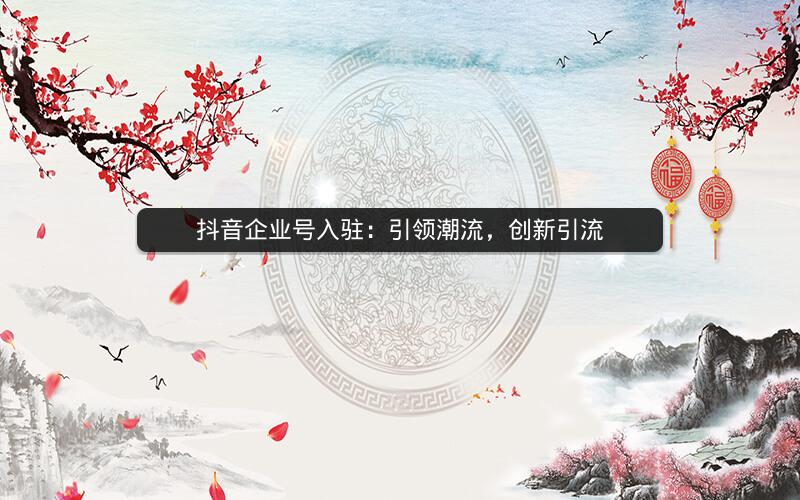 抖音企业号入驻：引领潮流，创新引流