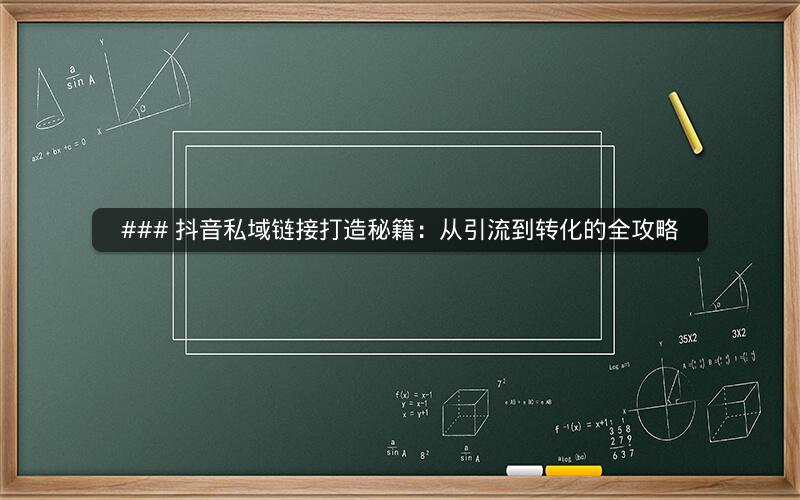 ### 抖音私域链接打造秘籍：从引流到转化的全攻略