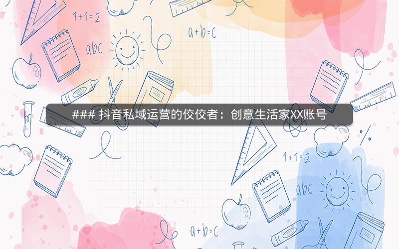 ### 抖音私域运营的佼佼者：创意生活家XX账号